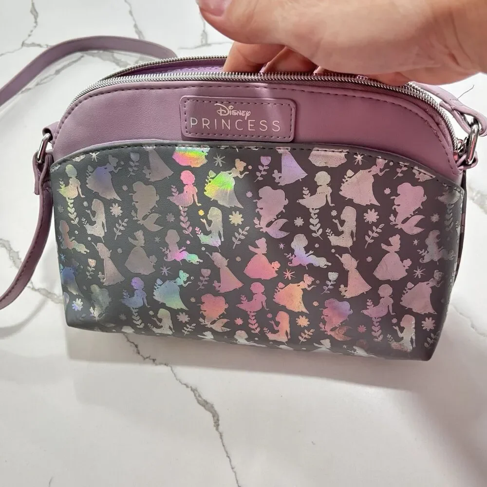Disney Princess Purple Lilac Iridescent Holographic Foil Crossbody Bag GUC